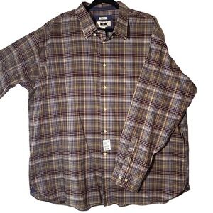 NWT Joseph Abboud Long Sleeve Burgundy Yellow Blue Plaid Button Shirt Size 2X